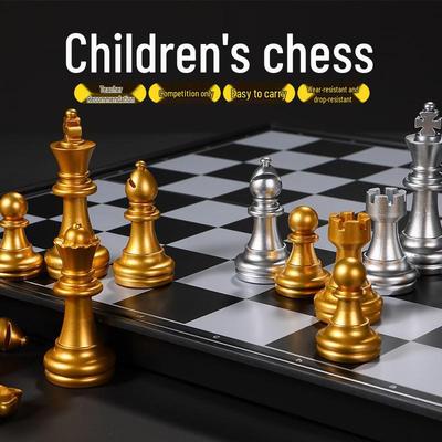 Magnetic Portable Chess Set for Primary Students: Advanced Folding Chessboard with Large Pieces