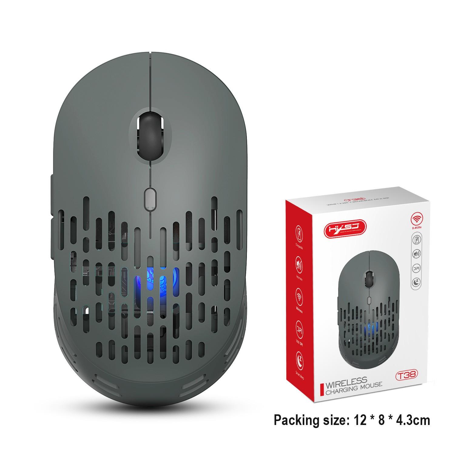 

Новая перезаряжаемая беспроводная мышь T30, регулируемая красочная светящаяся игровая мышь с разрешением 3600 точек на дюйм, 7D мышь, которую можно отключить T38 Gray