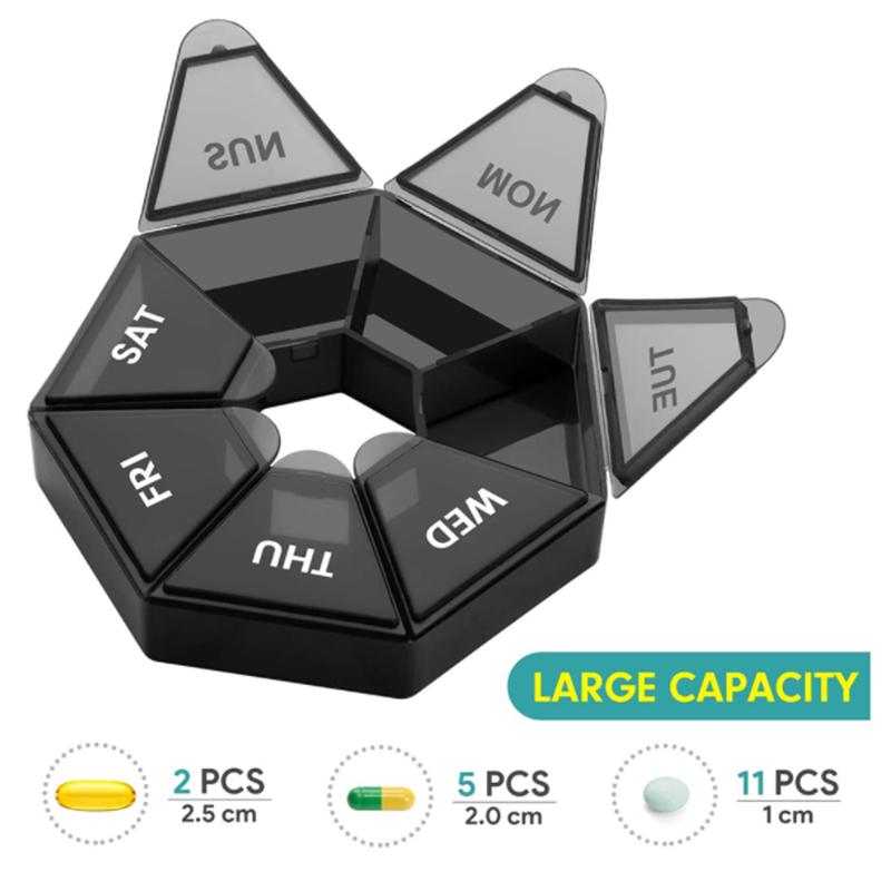 1 Stück Pillendose 7 Tage Tabletten Süßigkeiten Pillenbox Organizer Tragbare Aufbewahrung Tablettenhalter Reise Pillen Organizer Pillenspender