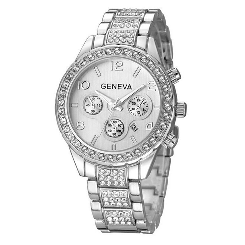 Stainless New 2019 Steel Luxury Women Crystal Quartz Analog Wrist Watch Fashion