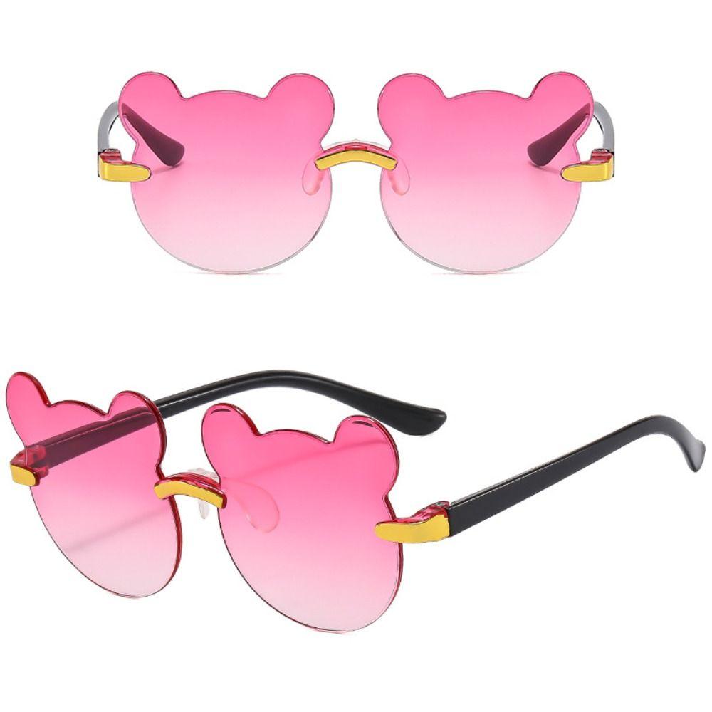 Outdoors Children Rimless Sun Glasses Cartoon Bear Baby Sunglasses Kids Sunglasses  for Boys Girls