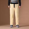 Men's Winter Warm Three-Layer Elastic Cotton Trousers with Velvet Lining for Middle-Aged and Elderly