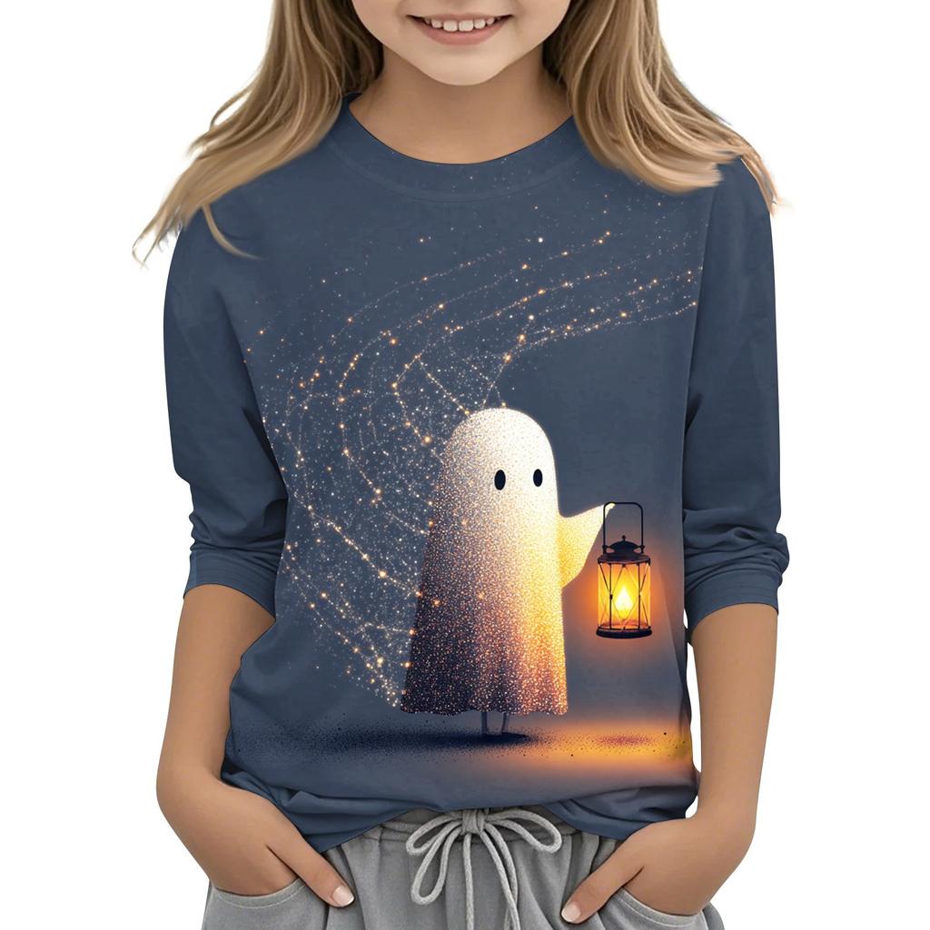 Laste 3/4 varrukatega trükitud O-kaelusega top igapäevane vabaaja T-särk