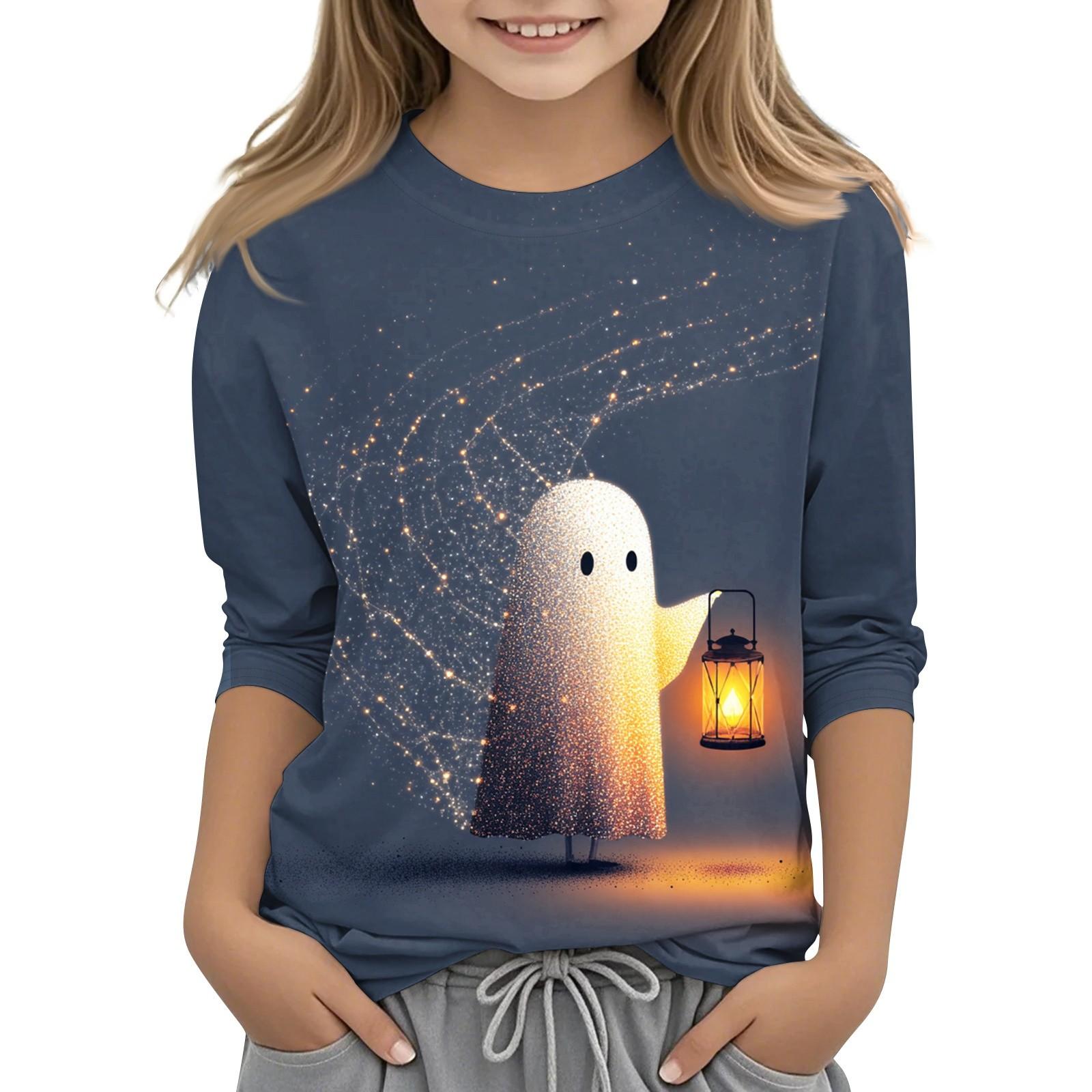 

Дитяча повсякденна повсякденна футболка з принтом і круглим вирізом з рукавами 3/4 160