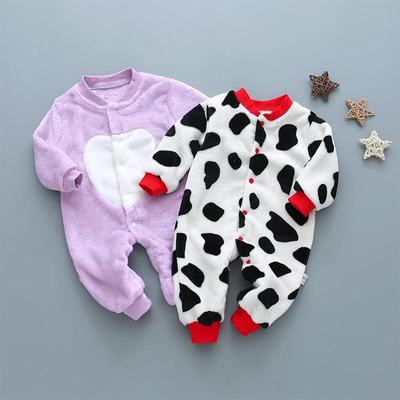 Verdickter Cartoon-Baby-Overall: Weicher, süßer Flanell mit kurzen Ärmeln für Herbst/Winter