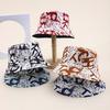 Doodle letter double-sided bucket hat, European and American fashionable casual sunshade hat, men's and women's spring/summer outing pot hat