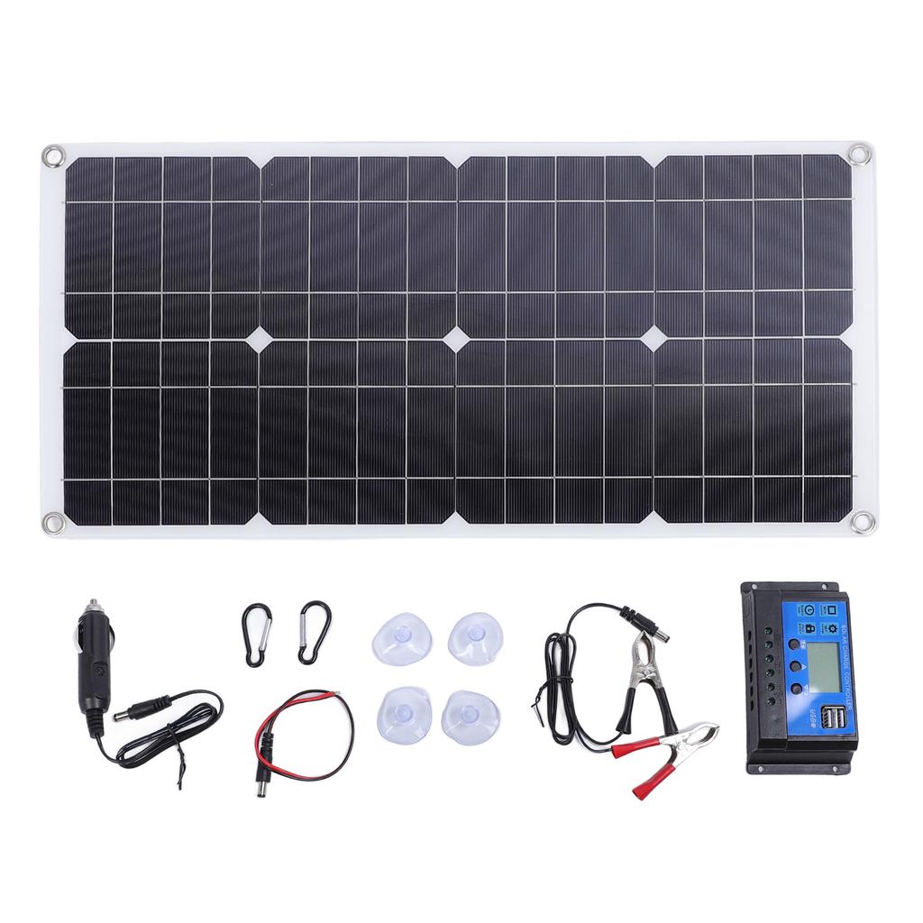 25W Solar Panel High Efficiency Monocrystalline Solar Charger Kit with 60A Controller for Car Truck