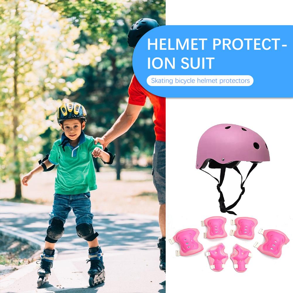 7PCS/set Kids Skateboard Scooter Helmet Bicycle Sport Protective Gear Set Knee Elbow Pad with Wrist Guards for Boys Girls Skiing