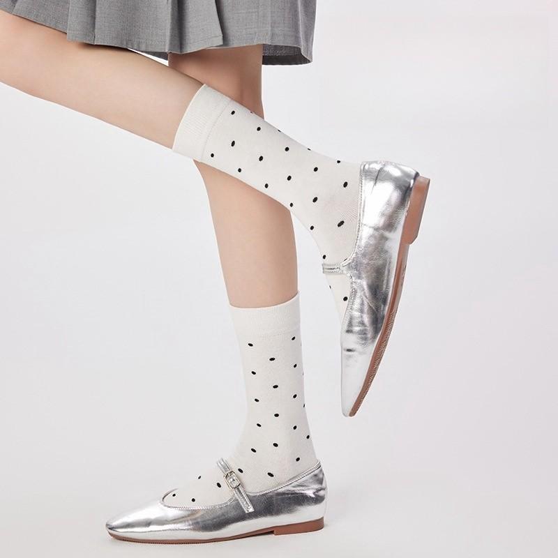 Polka Dot Socks Children's Trendy Polka Dot Mid Tube Socks Straight Board Cotton Socks Spring and Autumn Japanese Pile Socks Women's Socks