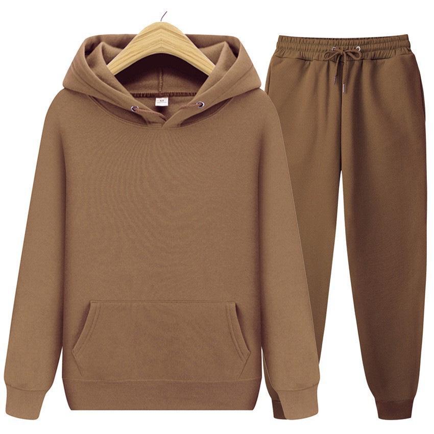 Men's Spring/Autumn Solid Color Hooded Sweatshirt & Casual Sports Two-Piece Set 2022