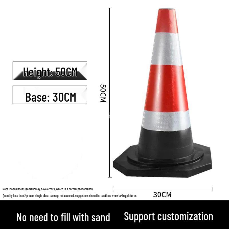 70CM EVA Rubber Reflective Safety Cone, Square Ice Cream Bucket PVC.