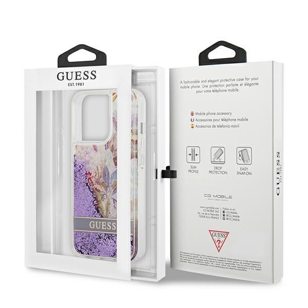 Guess Guhcp13Llflsu Iphone 13 Pro / 136,1 Fioletowy/Purple Hardcase Flower Liquid Glitter