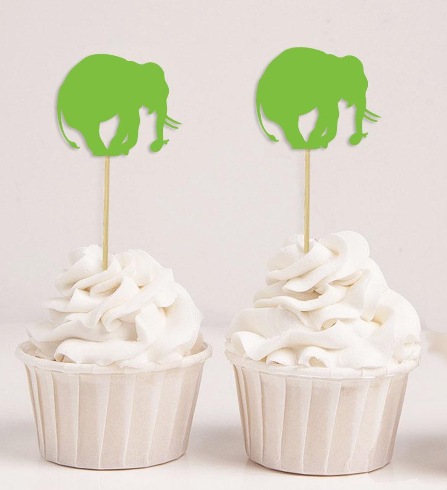 Darling Souvenir| Elephant Shape Cupcake Toppers| Birthday Party  Baby Shower Dessert Decorations - Pack Of