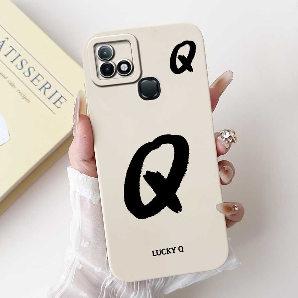 For Infinix Hot 10i X659B Case White Lucky Letters A-Z Soft Silicone Cover For Infinix Hot10I Smart 5 Pro 6.52 " Phone Cases