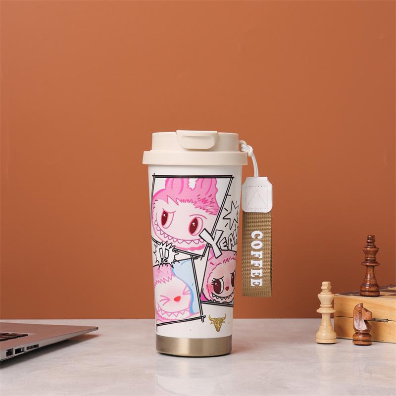 

New 3D Cartoon Linlan Coffee Cup Stainless Steel Thermos Cup Girls Straw Cup Water Cup Creative Gifts 500ml