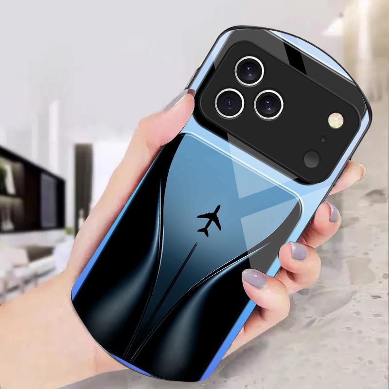 Aircraft in gradual flight For iPhone 17 16 15 14 Pro 13 Plus 12 mini 11 Pro Max XR X S 7 8 Elliptical Tempered Glass Phone Case