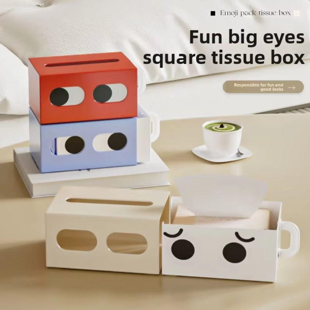 Big Eyes Cartoon Tissue Box Rectangle Shape Desktop Tissue Case Napkin Container  Bathroom