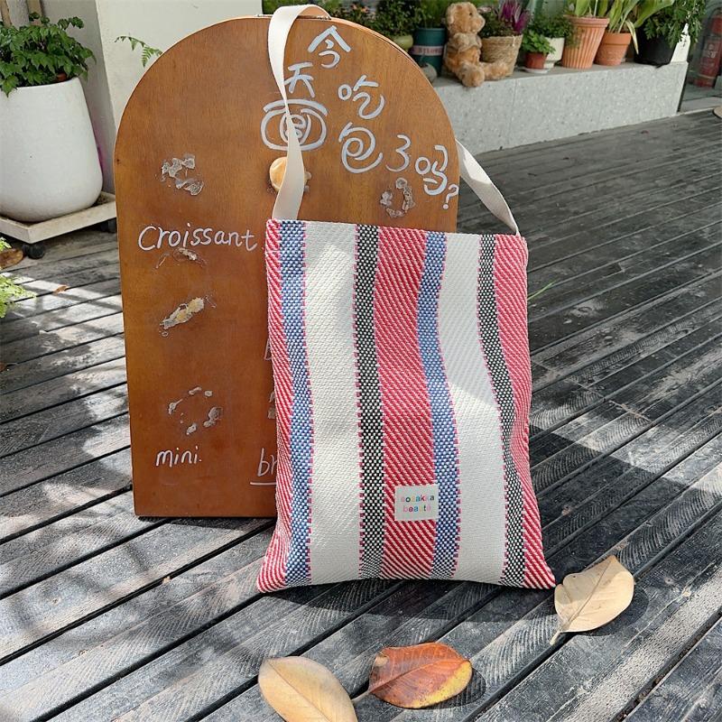 44 Woven Colored Stripes Contrasting Colors Women's Handheld Shoulder Bag Class Commuter Crossbody Underarm Bag Women