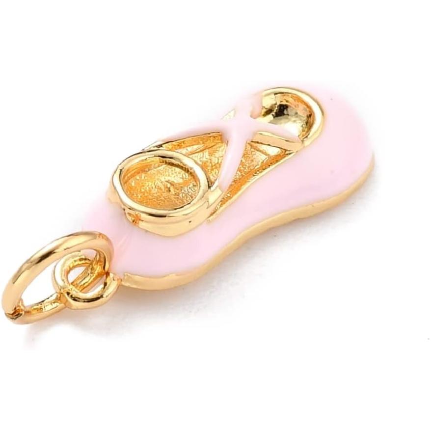 

DanLingJewelry 10 шт. Латунные эмалированные розовые подвески-пуанты балерины для изготовления ювелирных изделий и рукоделия своими руками
