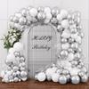 130Pcs Silver White Latex Garland Balloon for Wedding, Birthday, Pop Party, Bridal Shower, Graduation Decoration Balloon, Fa