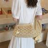 Yogodlns Women Straw Shoulder Bag Chain Strap Woven Crossbody Bags Large Capacity Cloud Clutch Purse Stylish Solid Color Beach Handbags