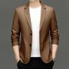 Completo in Pelle da Uomo Primavera e Autunno Giacca in Pelle per Mezza Età e Giovani Tempo Libero Affari Giacca in Pelle Top