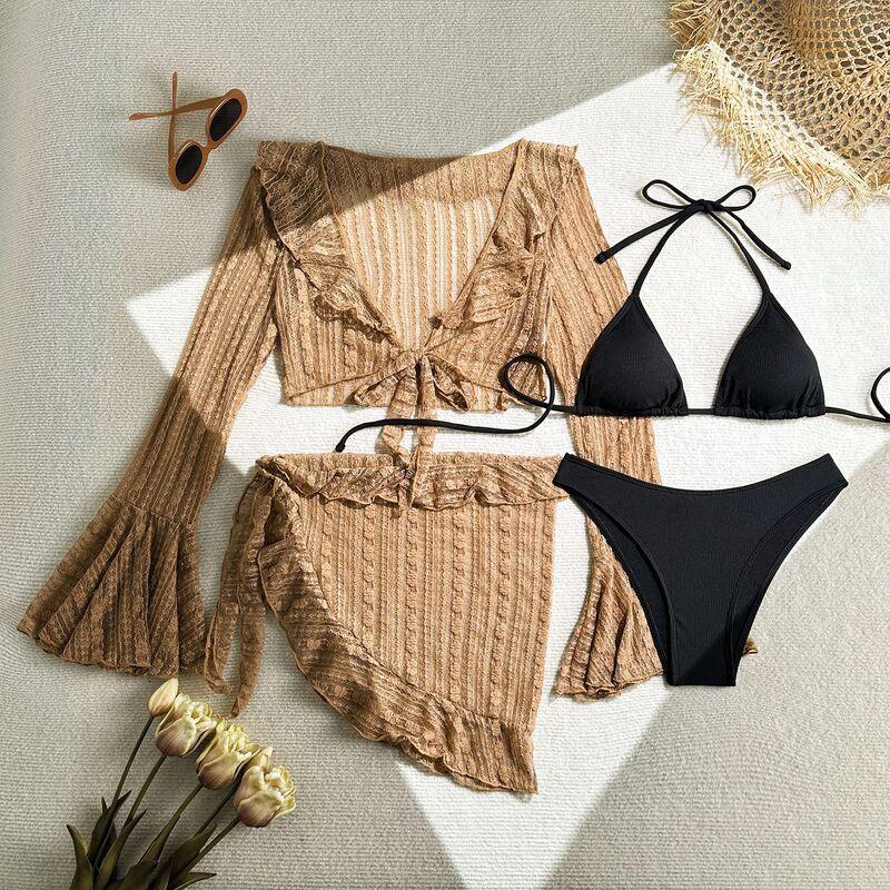Sexy Lace Mesh Swimsuit Set Bikini Women Swimming Beach Vacation Pool Wear