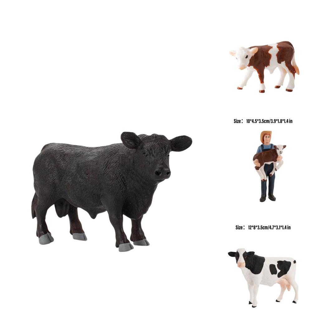 Kid's Gift Animal Model Simulation Farm Animal Figures Educational Toy Plastic Material Cow Category 14x8cm Size