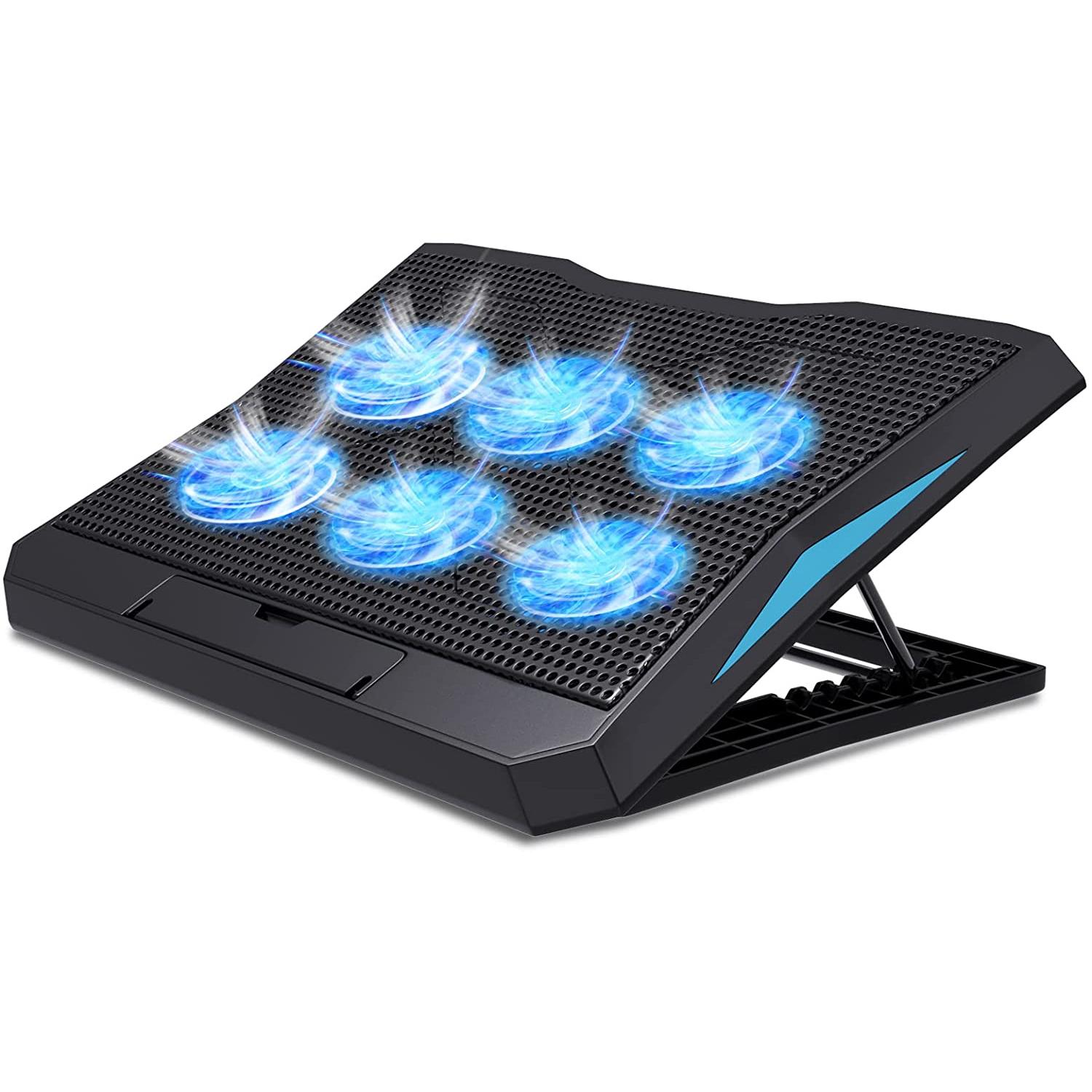 Best-Selling 6-Fan Low-Noise Adjustable-Speed and Height-Adjustable Laptop Cooling Pad for 17-Inch Laptops