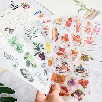 3Pcs Cartoon Flower and Leaf Stickers DIY Diary Stickers Scrapbook Cute Stationery Diary Supplies Material Decoration Stickers