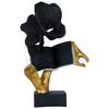 Handgefertigte Skulptur aus Polyresin mit einem Buch, das ein modernes Gesicht liest, Artikelfigur, antikes Schaustück für die Inneneinrichtung (Schwarz und Gold, Standard) 13" Zoll
