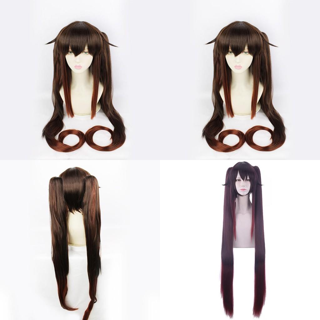 Soft And Heat-resistant Genshin Impact Hutao Cosplay Wig Ponytail For Role Playing And Parties