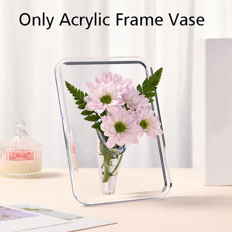 1PC Acrylic Desktop Bookshelf Transparent Ins Abstract Art Creative Flower Vase Ornaments Home Decoration