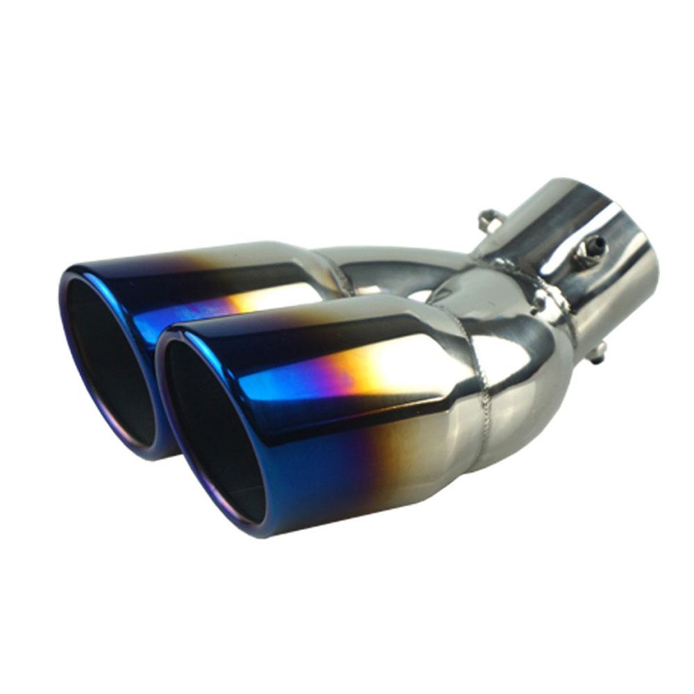 Universal Car Inlet Double-Barrel Rear Exhaust Tip Tail Pipe Muffler Outlet Stainless Steel Trim Muffler Pipe Tail