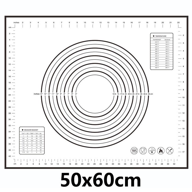 8 Size Silicone Baking Mat Reusable Nonstick Baking Sheet Thick Dough Rolling Mat with Measurements and Edge Heightening JT606
