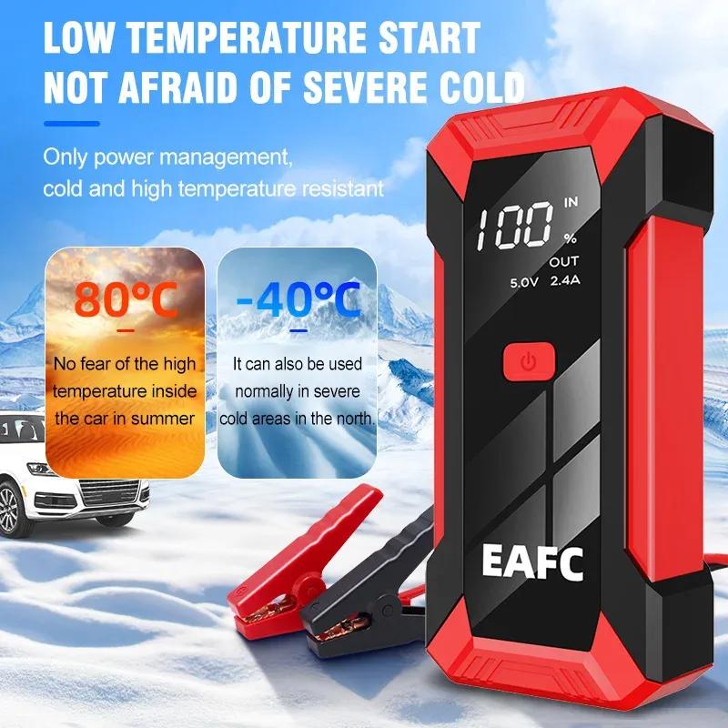 EAFC 2000A/600A Car Jump Starter Power Bank Portable Starting Device Lighting 12V Petrol Diesel Car Booster With Smart Clip