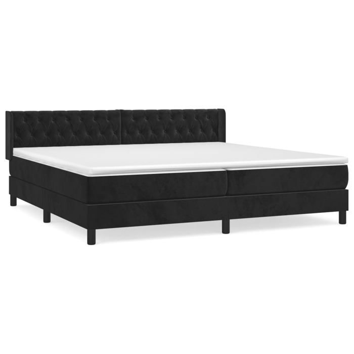 3131161 vidaXL Divan Bed and Mattress Black 200x200 Cm Velvet