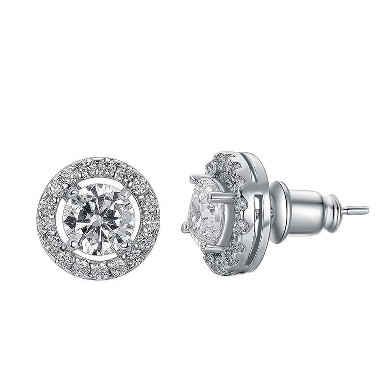 Luxury Cubic Zirconia Stud Earrings For Women Rose Gold Color Small Earrings Wedding Pendientes Jewelry