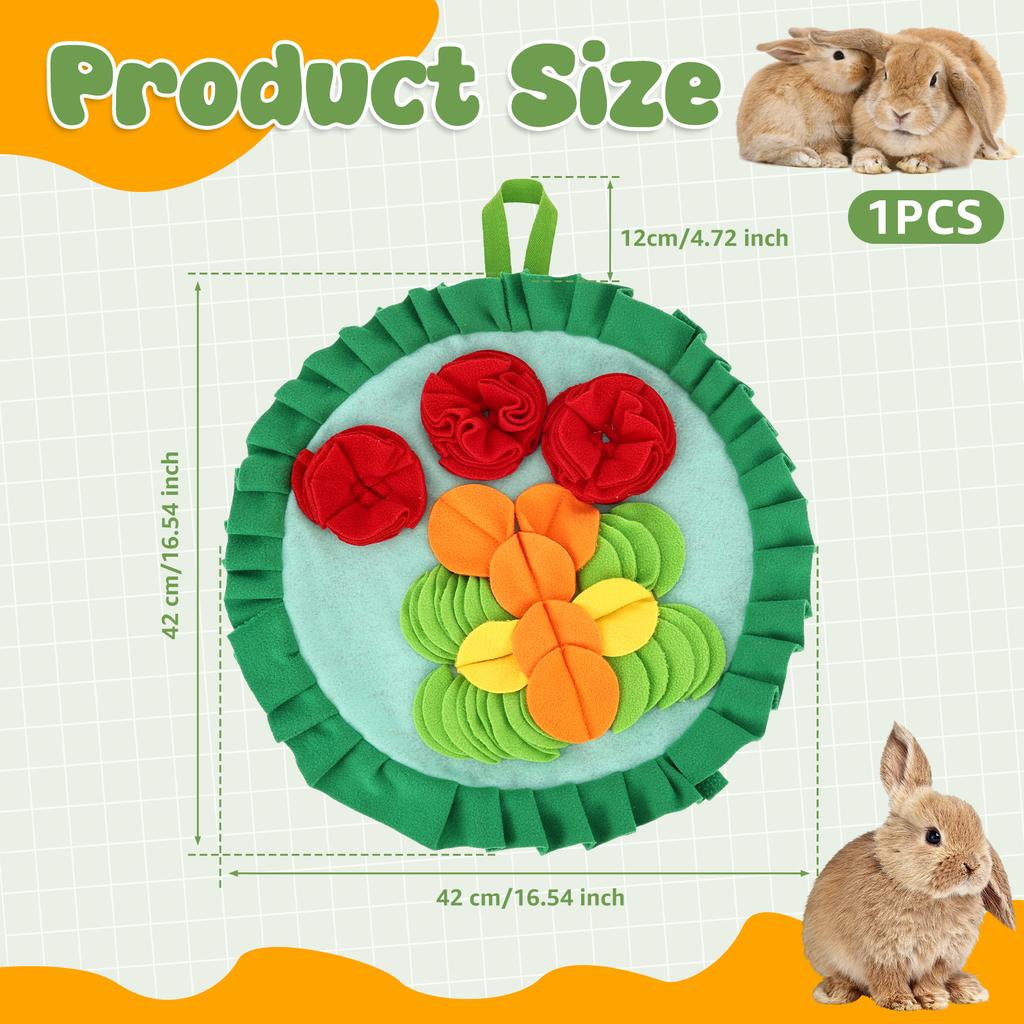 New Pet Snuffle Mat Round Rabbit Foraging Mat Foldable Portable Bunny Puzzle Mat Pet Supplies for Guinea Pig Kitten and Puppy