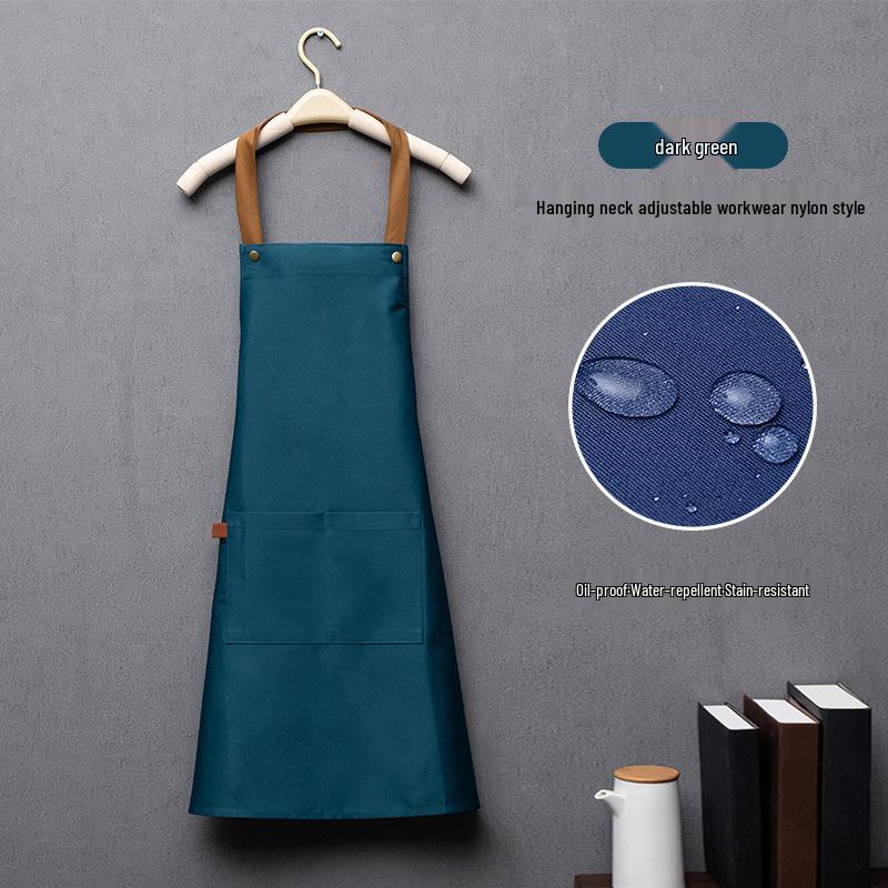 Water-Repellent Solid Color Apron with Logo Print for Kitchen and Catering