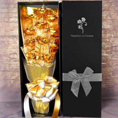 Gold Foil Rose Bouquet - Eternal Floral Gift for Valentine's Day, Mother's Day, and Festivals