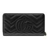 Gucci Kolekce GG Marmont Peněženka Marmont Zlaté Logo Dlouhý Zip Prošívaná Syntetická Kůže pro Ženy v Černé