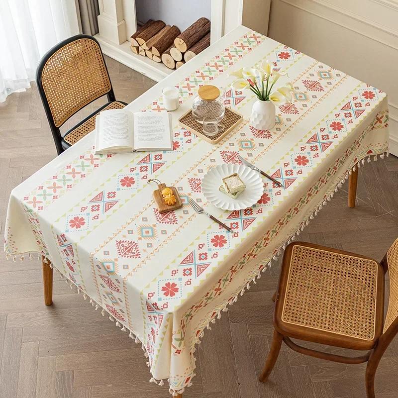 Bohemian Tassels Tablecloth Waterproof And Oil-Resistant Table Cloth Washable Tablecloth Tea Table Dining Table Decoration