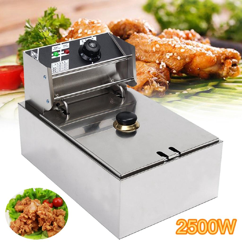 6L 2.5KW Heavy Duty Stainless Steel Electric Deep Fryer Commercial Kitchen Frying Chip Cooker Basket for Buffalo Wings