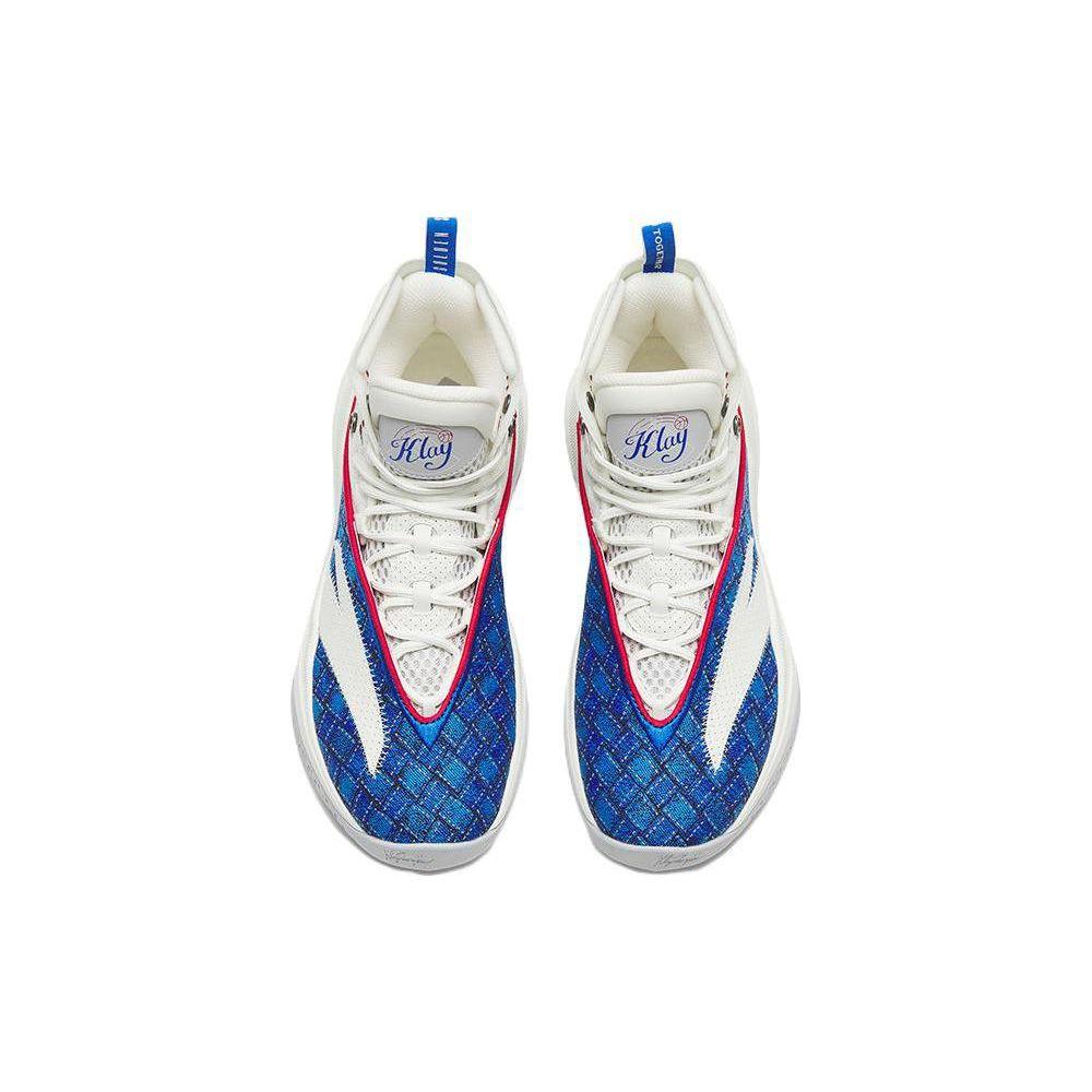 Anta Thompson 8 Nitrogen Technology Shock Absorption Anti-Slip High-Top Basketball Shoes Men Basketball Shoes White Blue 112241101-4