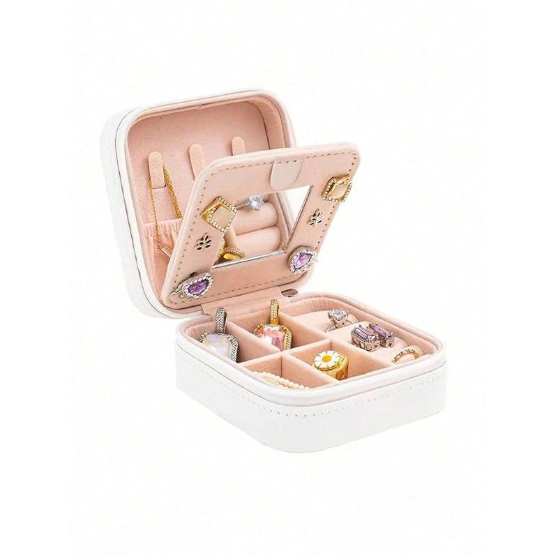 1pc Travel Dual Layer Jewelry Box,  Jewelry Storage Box, Snap Closure Jewelry Organizer Box, Jewelry Collection Box one-size