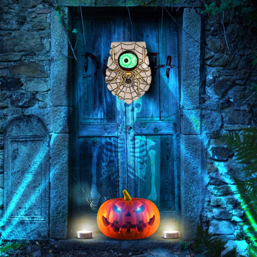 Portable Halloween Doorbell Halloween Prop Spooky Halloween Skull Doorbell with Skeleton Head Light-up Eyes Pop Out Snake