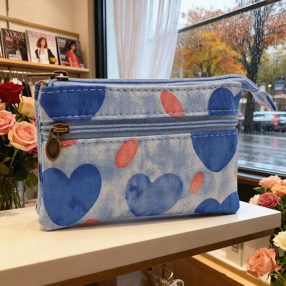 New Fashion Flower Multi-layer Cotton Fabric Coin Purse Women Card Wallet Small Change Bag Retro Canvas Female Hand Purses Pouch