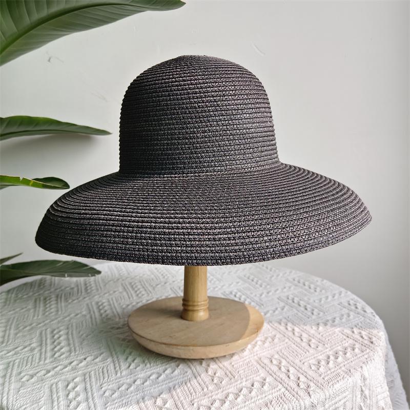 Summer Hepburn Straw Hat Retro Design Large Brim Straw Hat for Women Large Brim Orange New Solid Color Beach Vacation Large Sun