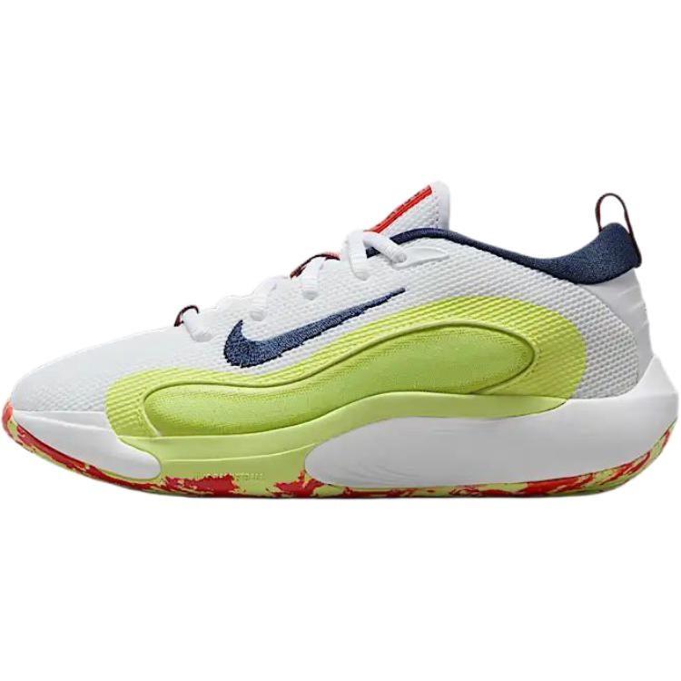 Nike ISOFLY Soft And Comfortable Low top Children's Basketball Shoes White Green Kids' HJ3866-100